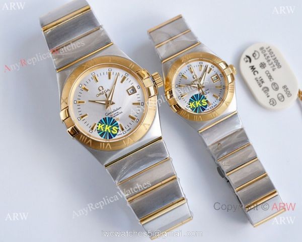 Swiss Quality Copy Omega Double Eagle Watches 2-Tone Silver Dial 38mm or 27mm 3
