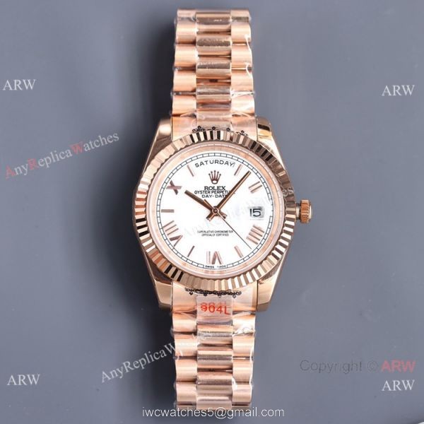 Swiss Quality Rolex Daydate II Citizen 8215 Watch Rose Gold Olive Green Dial 41mm 3