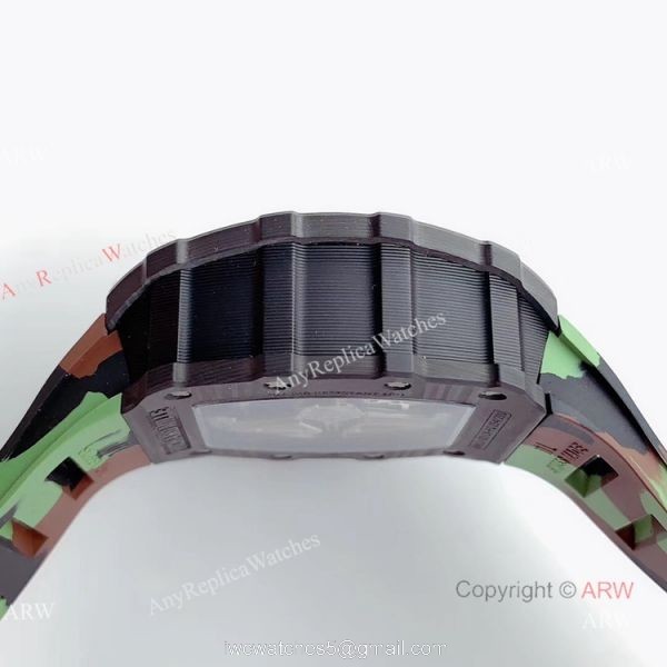 KV Factory V2 Upgraded Replica Richard Mille RM-011 Carbon Watch With Camouflage Richard Mille Strap 3