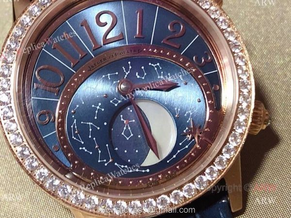 New Replica Jaeger-Lecoultre Rendez-Vous Moon Serenity Rose Gold Blue Dial Diamond Watch 36mm 3
