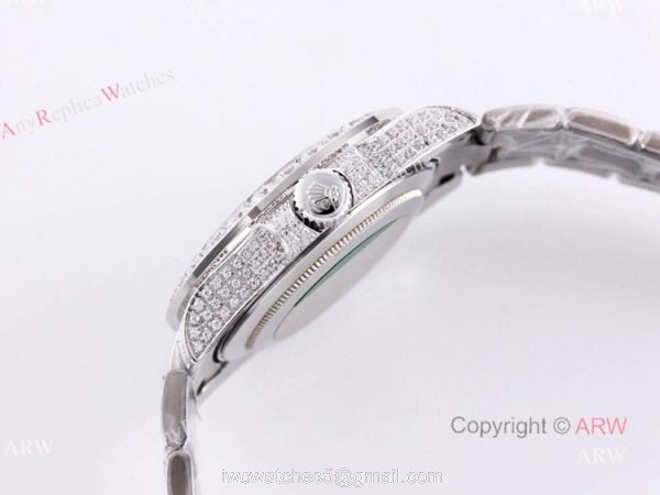 Replica Rolex Submariner 116610 Silver Diamond Iced Out Watch 40mm 3