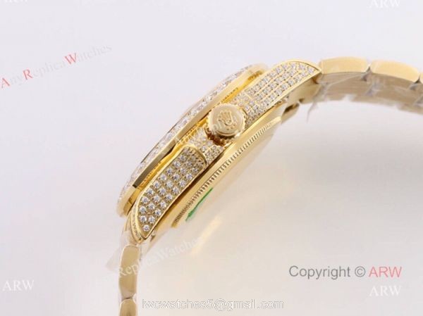 Iced Out Rolex Submariner 116610 All Gold Replica Watches For Men 3