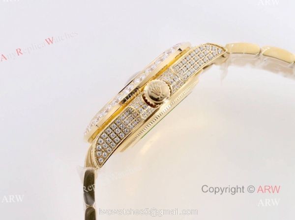 Best Replica Gold Rolex Submariner Date Black Dial All Diamond Watches For Men 3