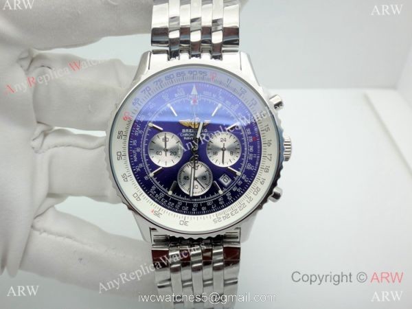 Breitling Navitimer 46MM Watch Stainless Steel Blue Chronograph Dial 3