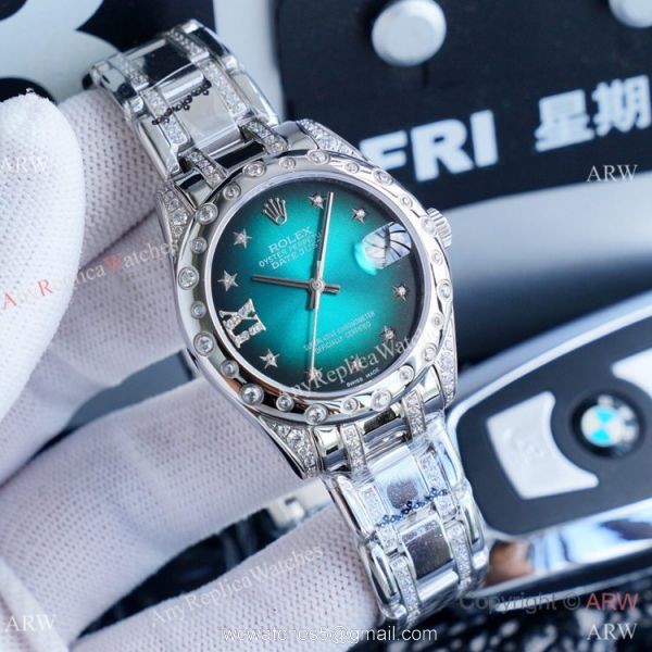 Rolex Lady Masterpiece Replica Watches Blue Dial Stainless Steel 3