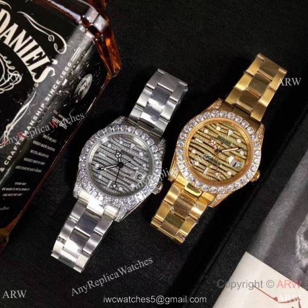 Rolex GMT-Master II Yellow Gold Diamond Case Watch New Replica 3