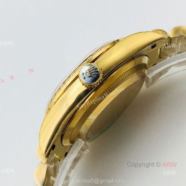 (EWF ) Rolex Day Date President Replica Watch All Gold Diamond Bezel 36mm ETA3255 3