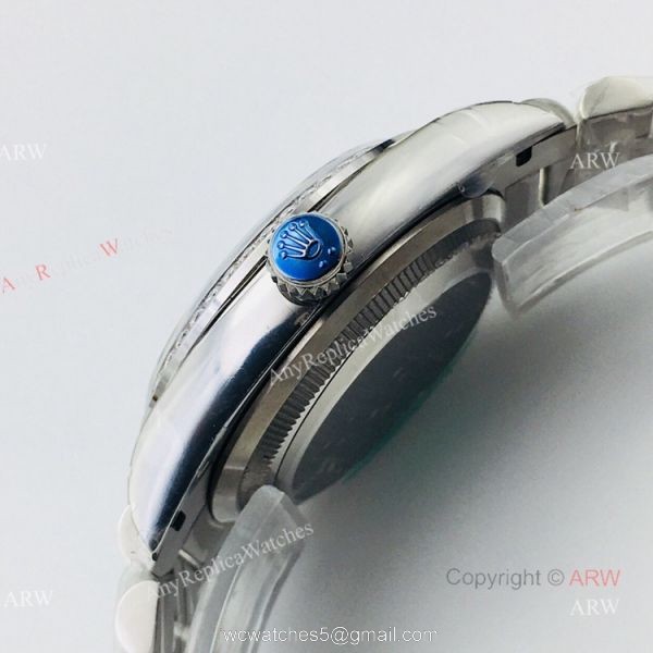 (EWF ) Rolex Day Date President Replica Watch Ss Silver Dial Diamond Bezel 36mm 3