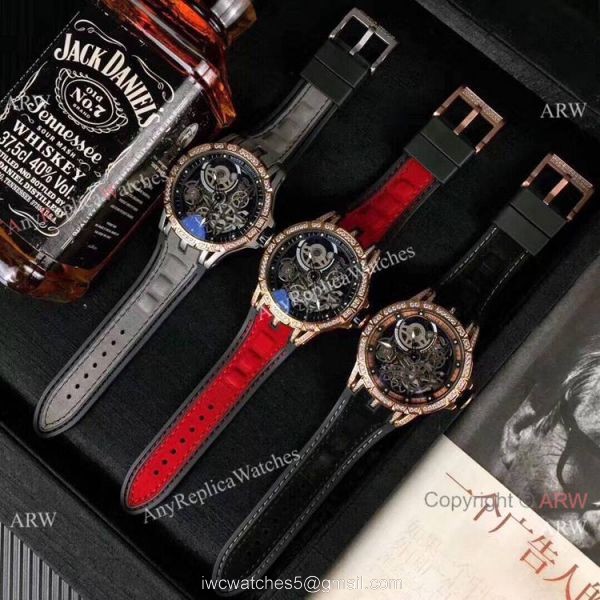 New Copy Roger Dubuis Excalibur Automatic Skeleton Watch Rose Gold Diamond 3