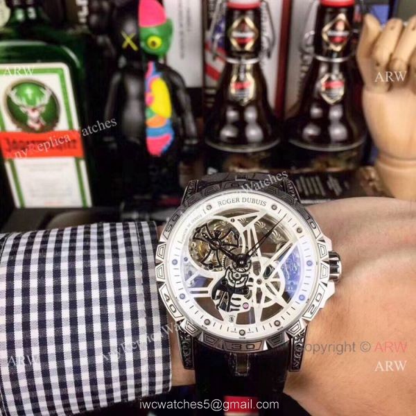 Copy Roger Dubuis Excalibur 46 Tourbillon Watches Rose Gold Tattoo 3