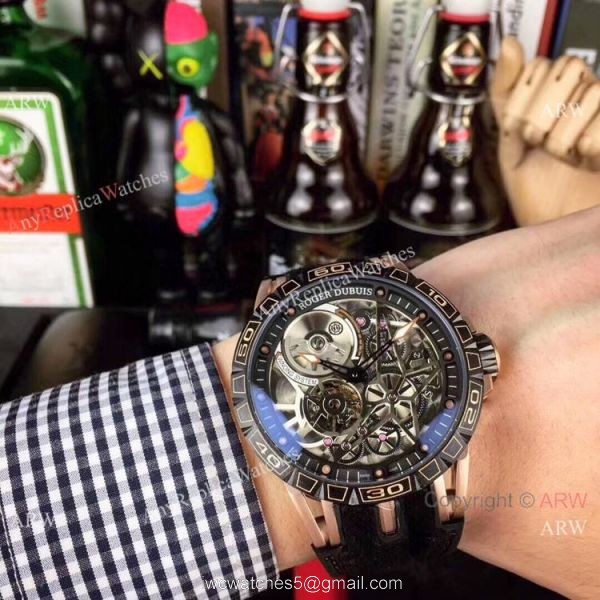 Roger Dubuis Excalibur Spider Rose Gold Plated Titanium Watch AAA Replica 3