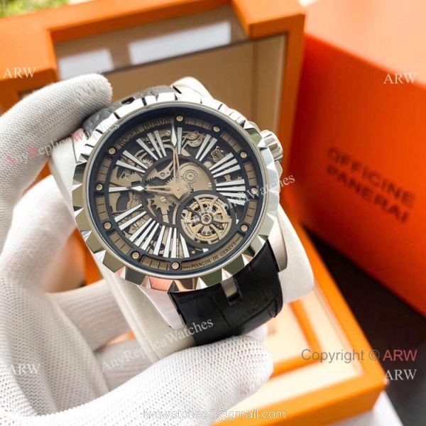Roger Dubuis Excalibur Rose Gold Tourbillon Extra Large Face Mens Watches 3