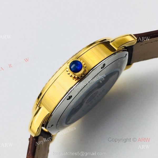 (EGF) New Ronde De Cartier Watch 904L Yellow Gold Diamond Bezel For Men 40mm 3
