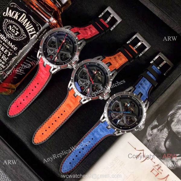 New Replica Roger Dubuis Lamborghini Huracan Watch Titanium Orange Gummy Strap 3