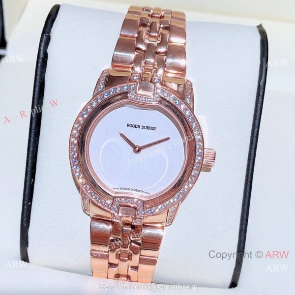 Copy Roger Dubuis Velvet Quartz Watches Rose Gold Black Dial 3