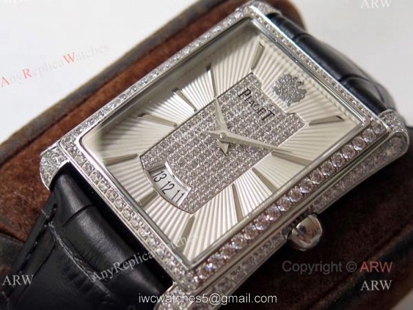 Swiss Replica Piaget Emperador Silver Diamond Watch For Men 3