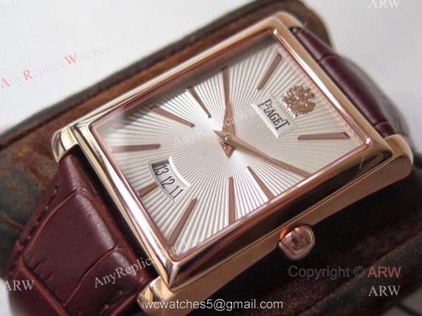 Swiss Replica Mens Piaget Emperador Rose Gold Silver Dial Automatic Watch 3