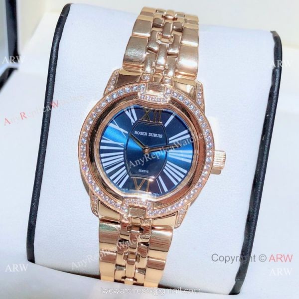 Copy Roger Dubuis Velvet Women Watches Silver Dial Rose Gold 3