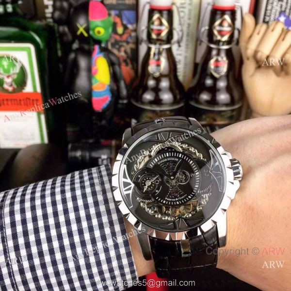 Copy Roger Dubuis Excalibur Quatuor Watches SS Blue Dial 3