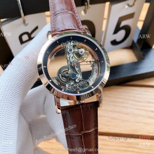 CORUM Bridge Transparent Black Leather Strap Watches 42mm Corum Watch 3