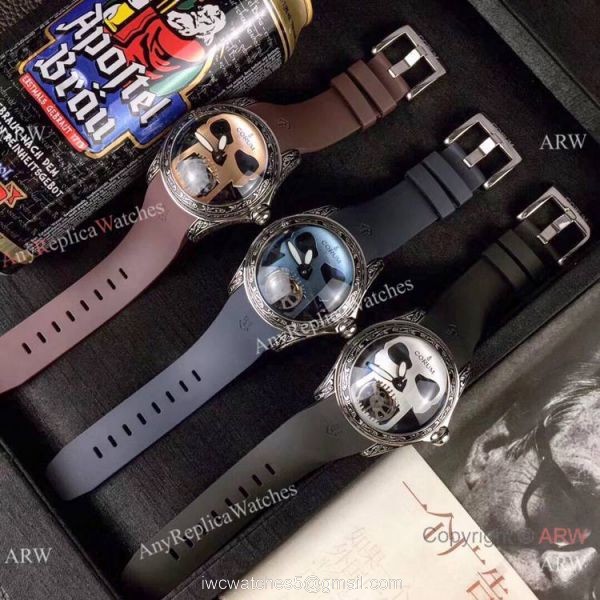 AAA Replica Corum Bubble Skull Watch Stainless Steel Tattoo Blue Dial 3