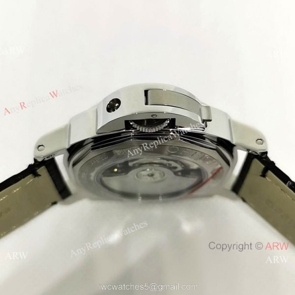 Fake Officine Luminor Power Reserve Watch White Dial Black Leather Band 3