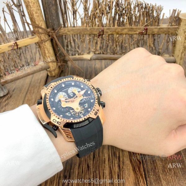 Fake Hublot Geneve Big Bang Perpetual Calendar Men Watch Black Dial Rose Gold 46mm 3