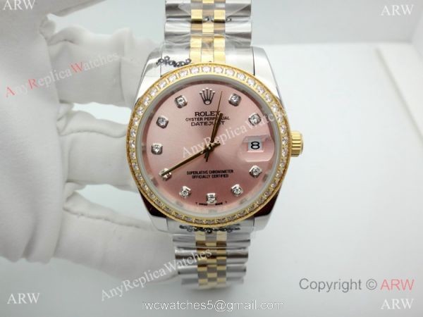 New Replica Rolex Datejust Two Tone Salmon Dial Watch 36mm Men 3