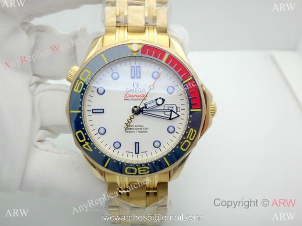 New Copy Omega Commanders 007 James Bond Yellow Gold Men Watch 3
