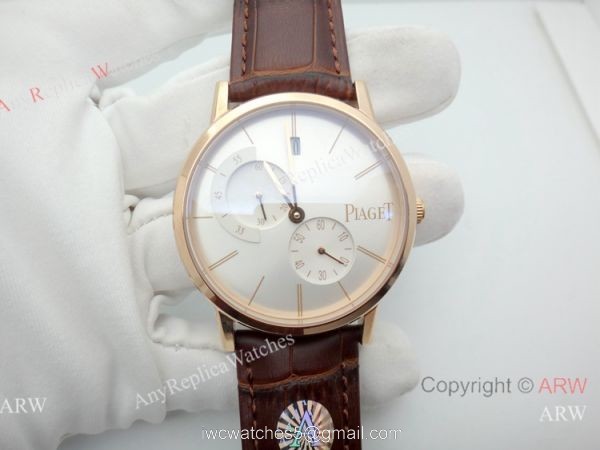Rose Gold Piaget Altiplano Replica Watch Brown Leather Strap 3
