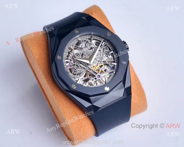Copy Hublot Classic Fusion Skeleton All Black Watches Automatic 3