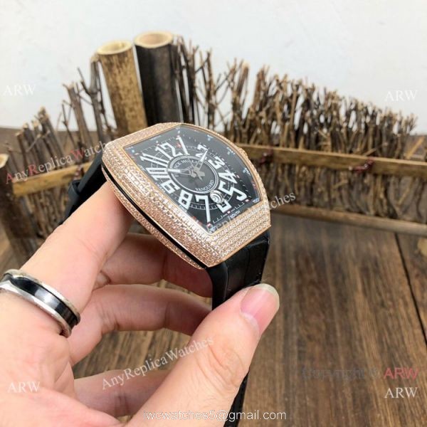 Knockoff Franck Muller Vanguard Classical Men Watch Rose Gold Diamonds 3