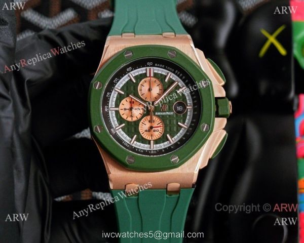 Fake Audemars Piguet Royal Oak Offshore Chrono Watches Rose Gold and Blue 3