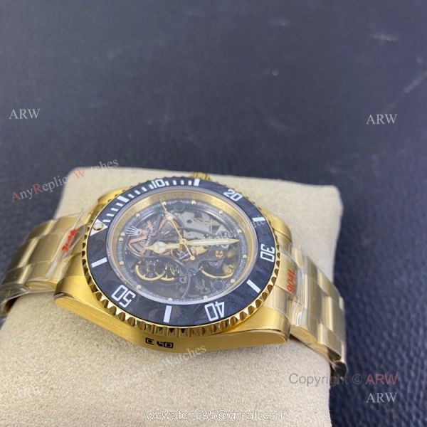 Best Quality Replica VR Factory Yellow Gold Rolex Skeleton Watch 3