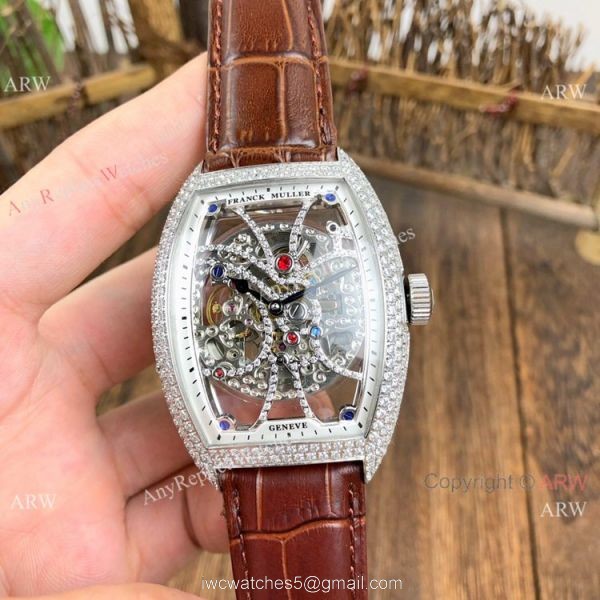 Franck Muller Cintree Curvex Skeleton Rose Gold Diamond Watches Best Replica 3