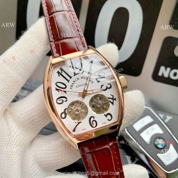 Best Copy Franck Muller Cintree Curvex Double Flying Tourbillon Watches SS White Dial 3