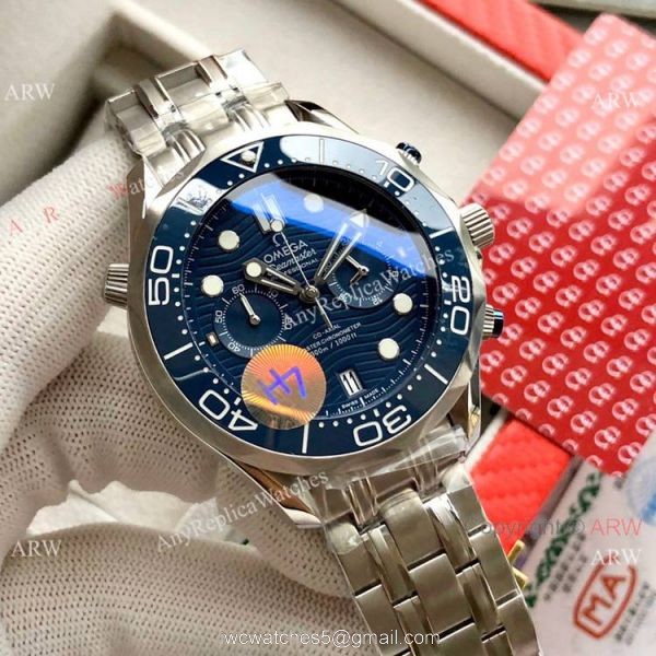 Copy Omega Seamaster 300M Chronograph Watch Stainless Steel White Dial 3