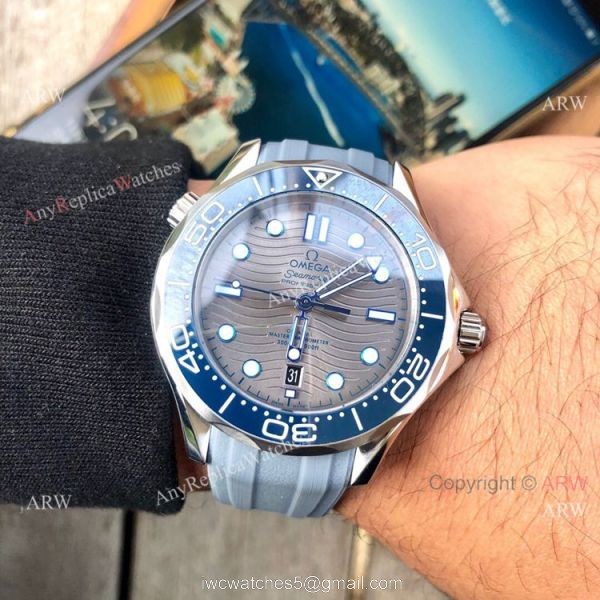 New Omega Seamaster Diver 300 M Watches SS White Rubber Strap 3