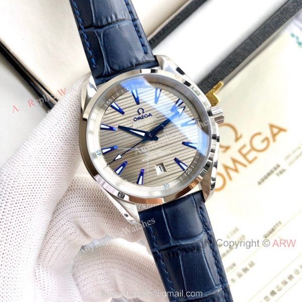 Best Quality Omega Seamaster Aqua Terra Copy Watches Brown Leather Strap 3