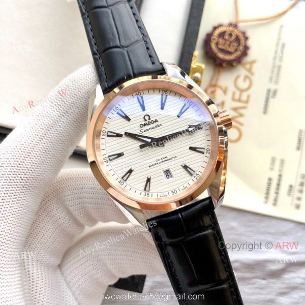 Best Quality Omega Seamaster Aqua Terra Copy Watches 2-Tone Rose Gold 3