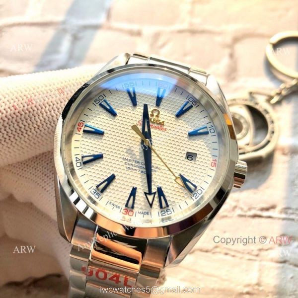 Best Replica Omega Aqua Terra 150 M Automatic Watches Stainless Steel Wave Dial 3