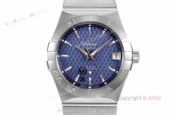 New vsf Watches Swiss Omega Constellation Blue Dial Stainless Steel Replica Watches 3