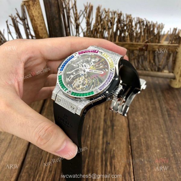 Hublot Big Bang Tourbillon Rainbow Diamond Limited Edition Copy Watch 3