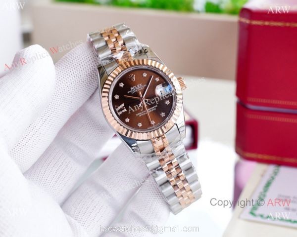 Clone Rolex Oyster Perpetual Datejust 31MM Watches Rose Gold 3
