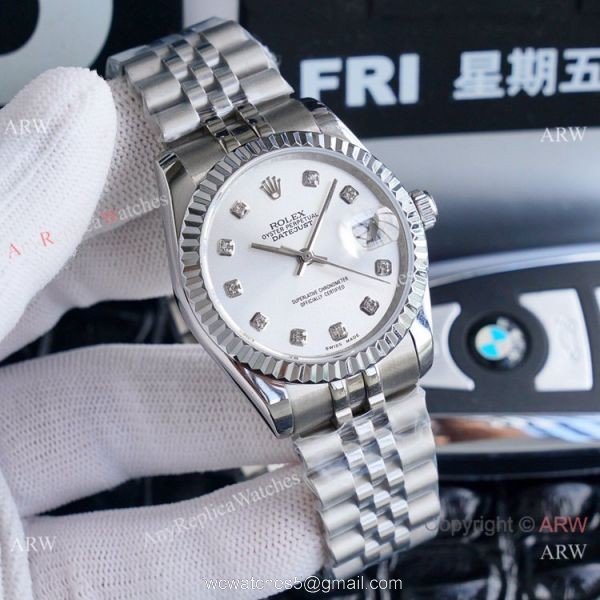 Fake Rolex Oyster Perpetual Datejust 36mm Watches 2-Tone Silver Diamond 3