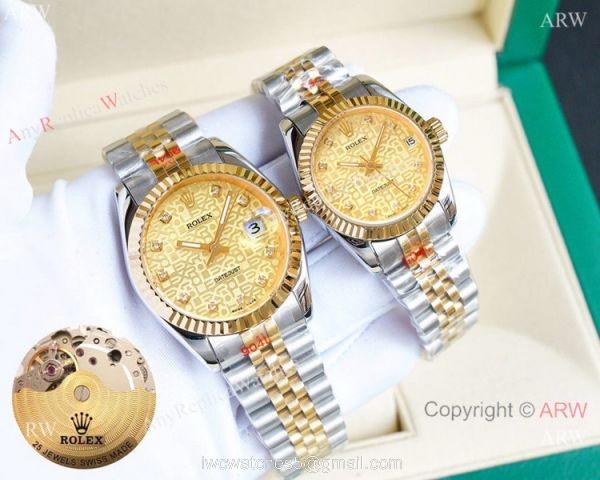 Replica Rolex Datejust Two Tone Lover Watches Siver Dial 3
