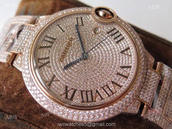 (TW) Swiss Quality Replica Cartier Ballon Bleu Rose Gold Diamond Watches 3
