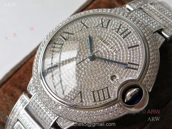 (TW) Fully Iced Out Cartier Ballon Bleu Diamond Watch Best Replica 3