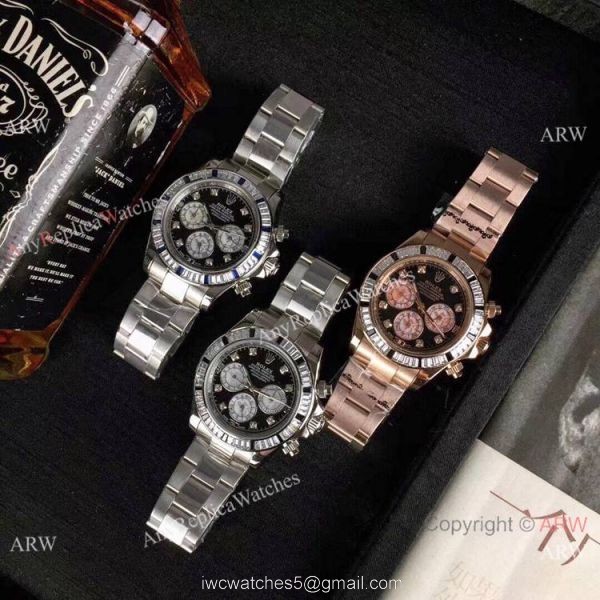 Rolex Daytona Rose Gold Diamond Bezel Watches New Copy 3