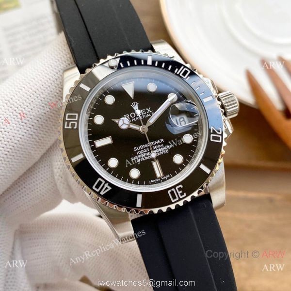 Best Quality Rolex Submariner Clone Green Dial Rubber Strap Watches 40mm 3